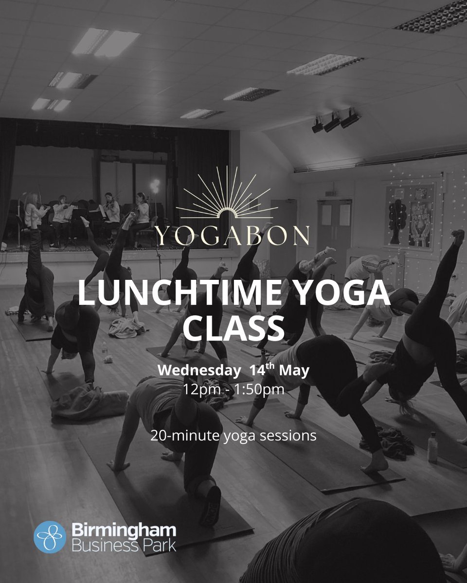 Book your BBP yoga slot! 🧘‍♀️ Join us tomorrow for 20 mins of mindful movement to boost your mood. Sessions at 12pm, 12:30pm, 1pm, and 1:30pm. First Floor 3160 Park Square, BBP – £5. ✅ Book now via the link in our bio under ‘What’s On’. #bbpyoga #lunchtimeflow #yoga
