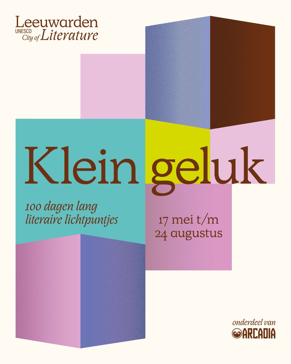 Wat een geluk! Wij werken mee aan Klein geluk, het project van Leeuwarden UNESCO City of Literature tijdens Arcadia! Vanaf zaterdag 17 mei kom je in Fryslân 100 dagen lang elke dag een andere literaire tekst tegen over kleine momenten van verwondering. 
#kleingeluk