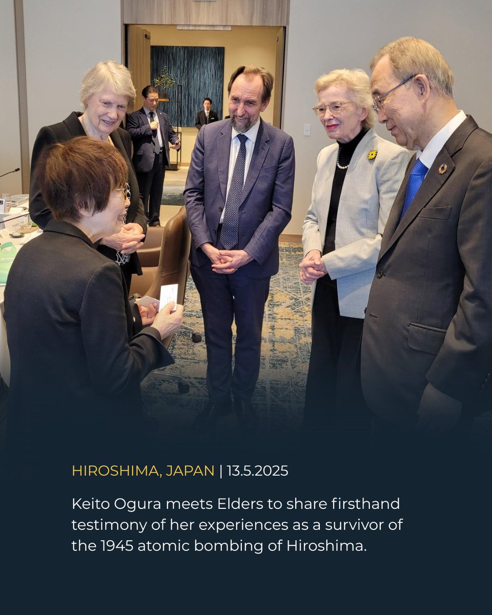 TheElders's tweet image. The Elders were honoured to meet with Toshiyuki Mimaki and Tetsuji Kumada from Nihon Hidankyo, and Keito Ogura, a survirvor of the Hiroshima atomic bombing. Their tireless work highlighting the human cost of #nuclearweapons is both humbling and inspiring. 

We endeavour to carry…