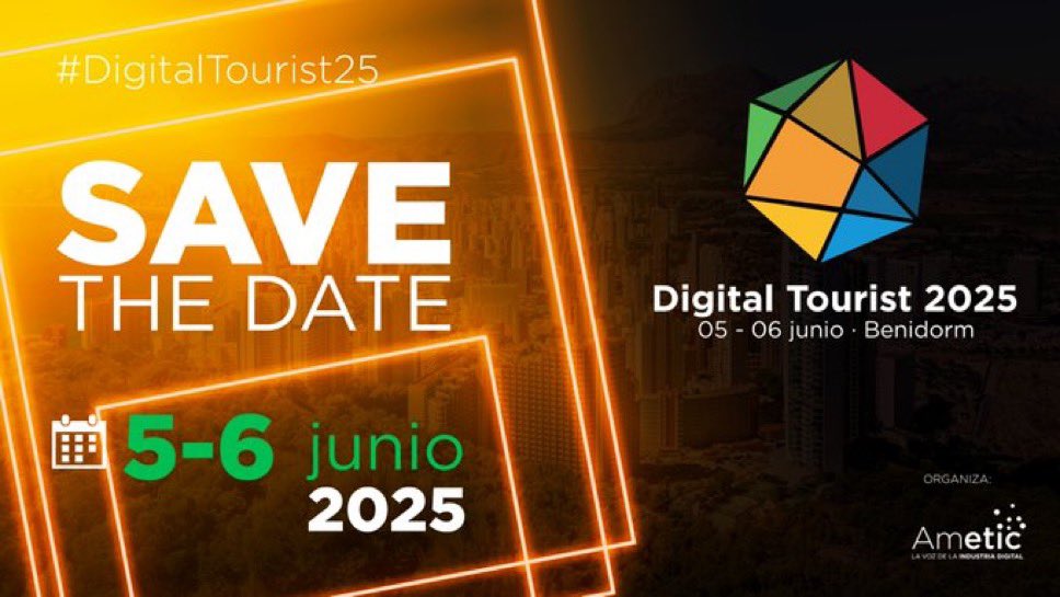 Vuelve un año más Digital Tourist, el único encuentro donde se reúnen la industria digital y el sector público turístico para hablar, debatir y conocer las novedades que ofrece hoy en día la tecnología digital. OS ESPERO <a href="/AMETIC_es/">AMETIC</a> #DT2025 <a href="/Adolfo_Borrero/">Adolfo Borrero</a> <a href="/pilarroch/">Pilar Roch</a> <a href="/PHortiguela/">Francisco Hortigüela</a>