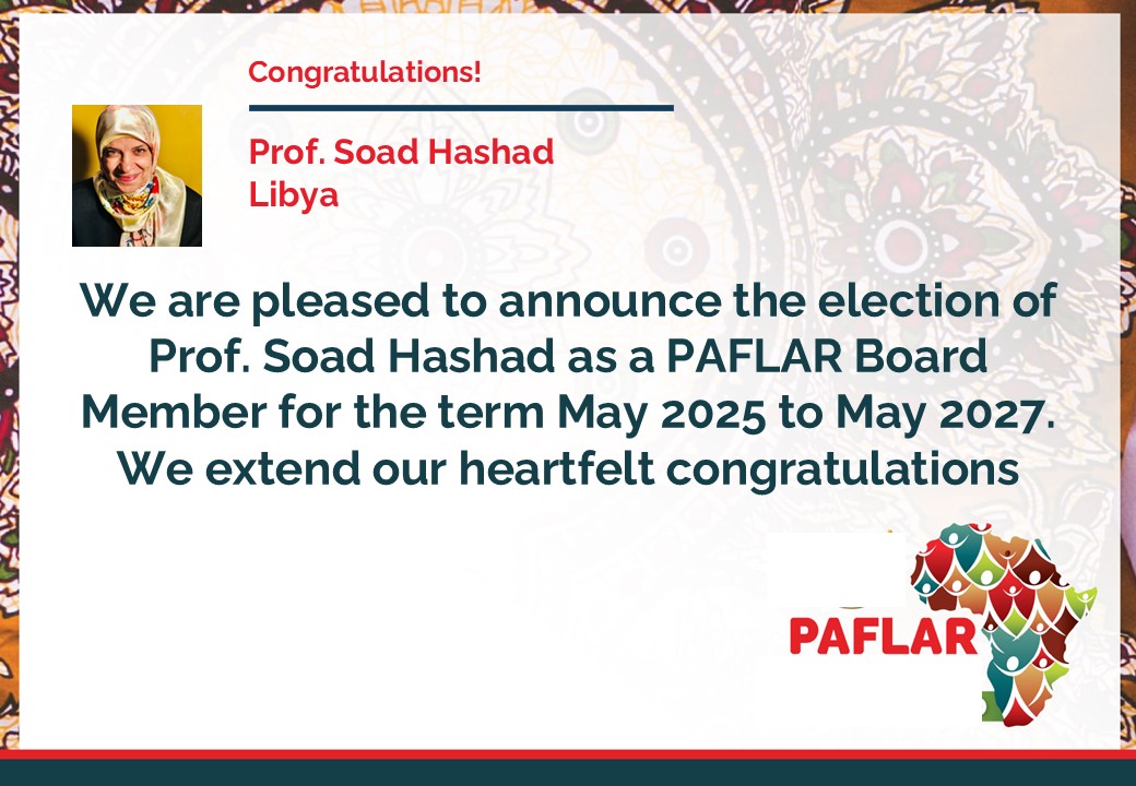 Congratulations, Prof. Soad Hashad, and welcome to the PAFLAR Board!