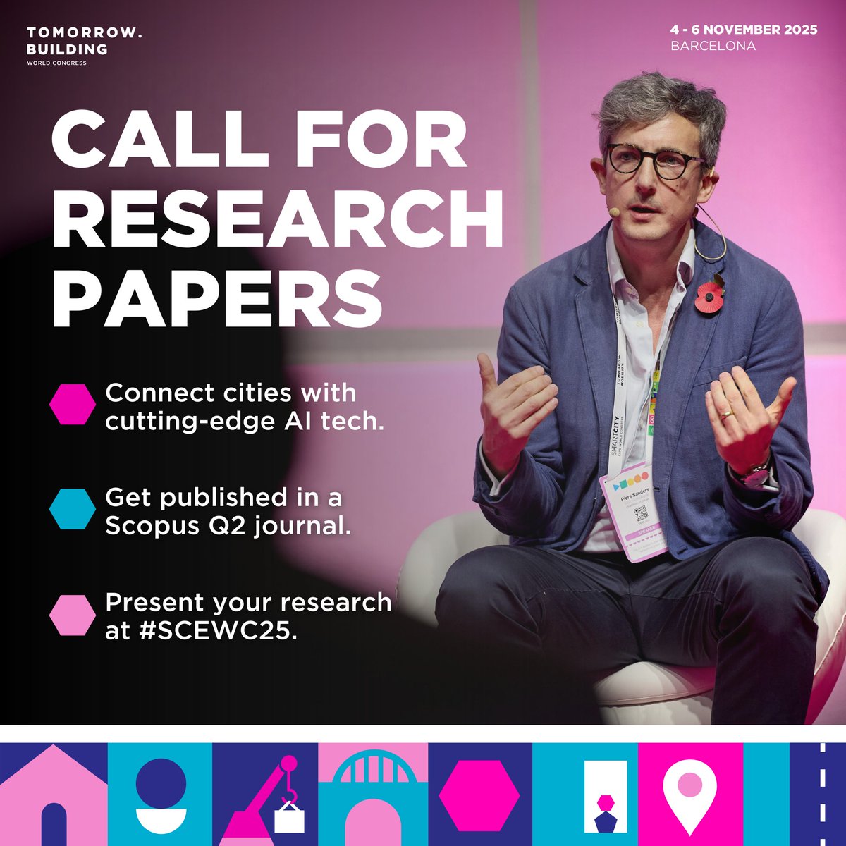 Researchers, universities, &amp; engineers! Share your work on AI-driven city solutions for the built environment. 

Winners get:
🔬Publication in a Scopus Q2 journal
🎤A chance to present at #SCEWC25
🎟️A 3-Day Congress Pass (€1,250 value)

Due on Sept 1: loom.ly/nQGWoss