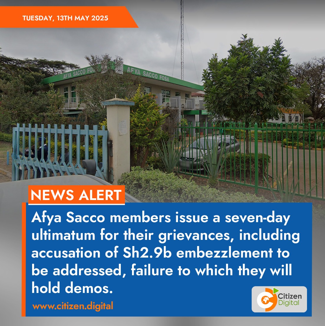 _James041's tweet photo. Afya Sacco pia wamesema enough is enough.

Ksh 2.9B has disappeared in thin air and the members are saying that they will not sit and watch.

This country needs a complete renaissance.

#AtwoliRetire #DrainTheSwamp https://t.co/4idKcC5q1K