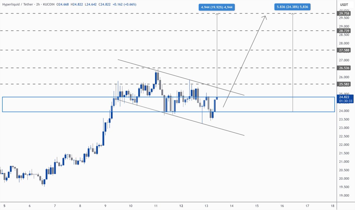 Time to pick some $HYPE! The downtrend is over for Hyperliquid, the price is in a bull flag and ready to pump!

I open a long here, let's ride it!
