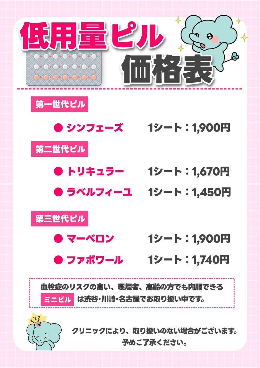 yoboukai's tweet image. 【低用量ピル基礎知識】

低用量ピルは広く普及している避妊薬です。
はじめてピルを使用したい方向けに
ピルの基礎知識をまとめましたのでご覧ください。

ピルは避妊はできても性感染症を防ぐことはできない点に注意が必要です。
▼詳細はこちら▼
yoboukai.jp/nagoya/firstpi…

＃ピル ＃避妊薬