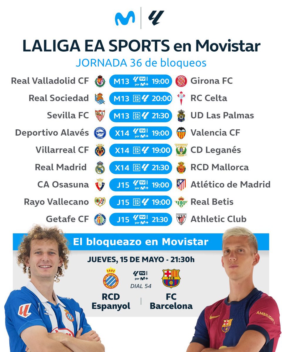 Cortesía de Movistar, ya tenemos el calendario de 🚫 bloqueos para hoy martes, miércoles y jueves

A las 19:00 empieza la fiesta