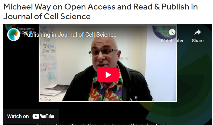 J Cell Science (@j_cell_sci) on Twitter photo Editor-in-Chief Michael Way talks about Journal of Cell Science, the importance of #OpenAccess publishing and how <a href="/Co_Biologists/">The Company of Biologists</a>’ Read & Publish initiative benefits researchers.
Watch the video at youtu.be/q6jh_96XI0U Editor-in-Chief Michael Way talks about Journal of Cell Science, the importance of #OpenAccess publishing and how <a href="/Co_Biologists/">The Company of Biologists</a>’ Read & Publish initiative benefits researchers.
Watch the video at youtu.be/q6jh_96XI0U
