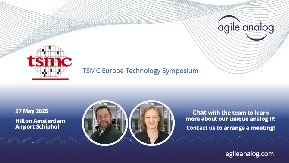 AgileAnalog (@agileanalog) on Twitter photo <a href="/AgileAnalog/">AgileAnalog</a> will be at the #TSMC Europe Technology Symposium in Amsterdam on 27th May. To gain a greater understanding of our unique #analogIP technology, why not schedule some time to see us?
agileanalog.com/event-posts/ts…
#analog #analogdesign #chipdesign #semiconductors #electronics <a href="/AgileAnalog/">AgileAnalog</a> will be at the #TSMC Europe Technology Symposium in Amsterdam on 27th May. To gain a greater understanding of our unique #analogIP technology, why not schedule some time to see us?
agileanalog.com/event-posts/ts…
#analog #analogdesign #chipdesign #semiconductors #electronics