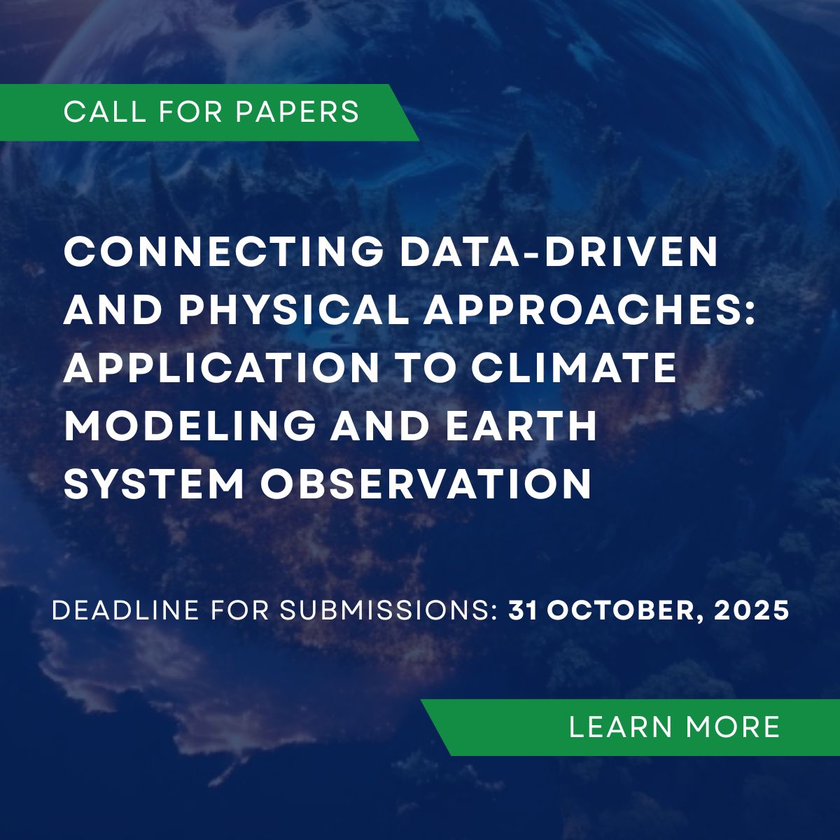 Environmental Data Science (@envdatascience) on Twitter photo 📢 CALL FOR PAPERS: Connecting Data-Driven and Physical Approaches: Application to Climate Modeling and Earth System Observation
This special collection will build upon a workshop at #EGU25.
Find out more: bit.ly/4k09cBu
<a href="/brajard/">julien brajard</a> #climate #AI #forecasting 📢 CALL FOR PAPERS: Connecting Data-Driven and Physical Approaches: Application to Climate Modeling and Earth System Observation
This special collection will build upon a workshop at #EGU25.
Find out more: bit.ly/4k09cBu
<a href="/brajard/">julien brajard</a> #climate #AI #forecasting