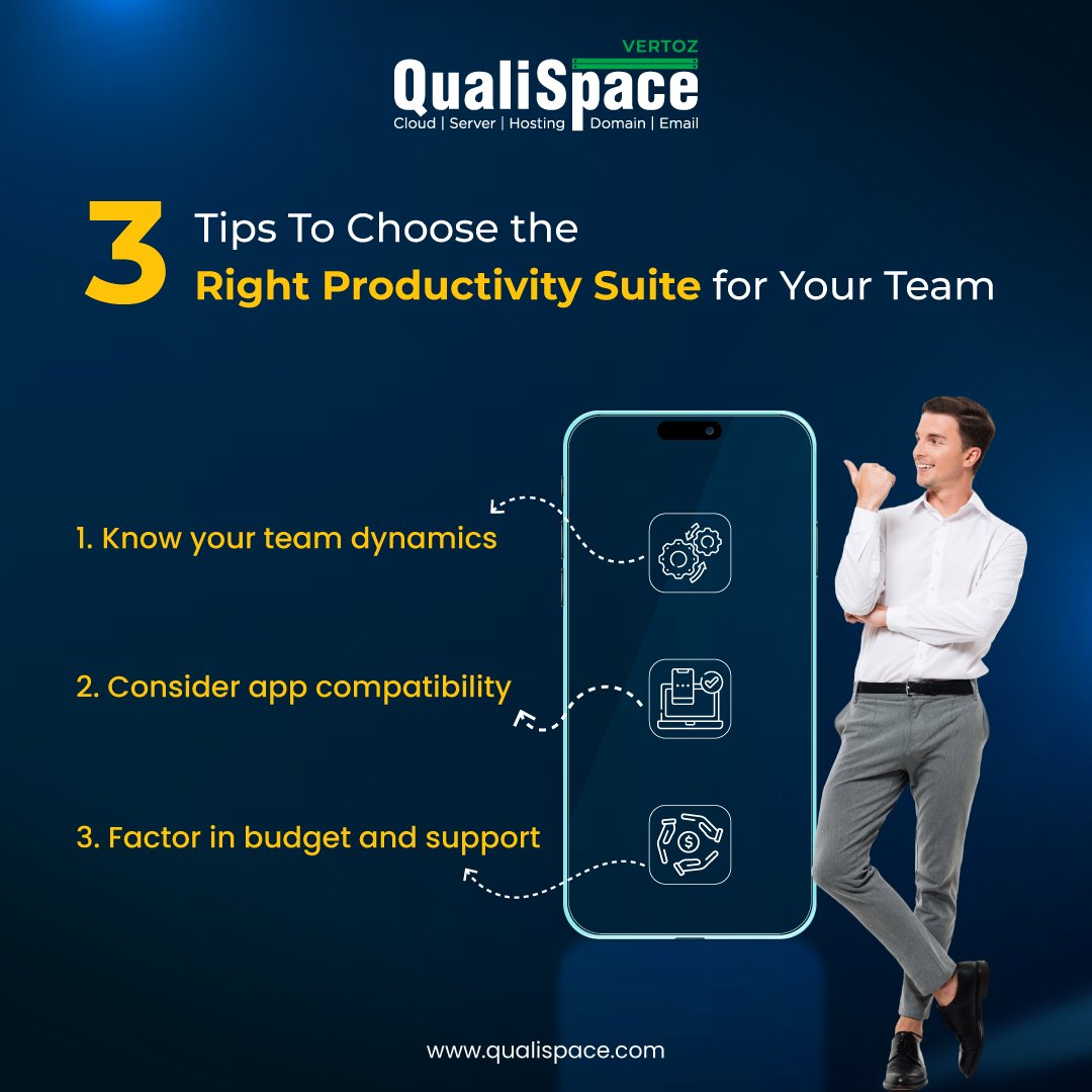 QualiSpace's tweet photo. Unlocking your team's full potential starts with the right productivity suite. Here are 3 key considerations to guide your decision.
Invest in the right productivity suite and watch your team thrive!
#OfficeTools #BusinessTips #QualiSpace #GoogleWorkspace #ENTPMail #Office365 https://t.co/NHDFxojjYU