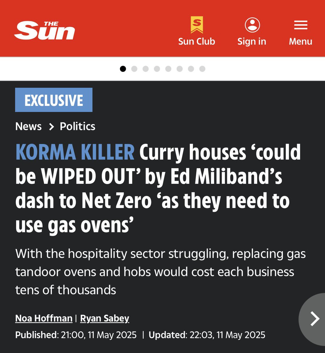 BCA - UK (official) (@bca1960) on Twitter photo KORMA KILLER Curry houses ‘could be WIPED OUT’ by <a href="/Ed_Miliband/">Ed Miliband</a>
dash to Net Zero ‘as they need to use gas ovens’
With the hospitality sector struggling, replacing gas tandoor ovens and hobs would cost each business tens of thousands said my <a href="/KhanOli/">Oli Khan MBE, FRSA</a>
thesun.co.uk/news/34903720/… KORMA KILLER Curry houses ‘could be WIPED OUT’ by <a href="/Ed_Miliband/">Ed Miliband</a>
dash to Net Zero ‘as they need to use gas ovens’
With the hospitality sector struggling, replacing gas tandoor ovens and hobs would cost each business tens of thousands said my <a href="/KhanOli/">Oli Khan MBE, FRSA</a>
thesun.co.uk/news/34903720/…