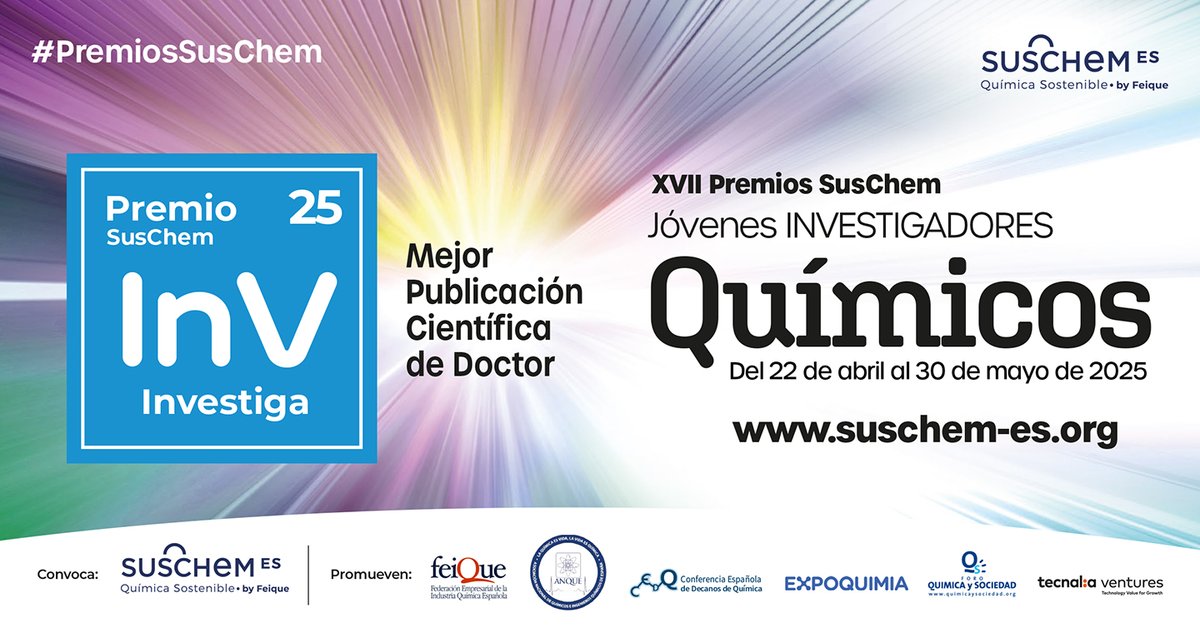 SusChem-España (@suschemspain) on Twitter photo Ser doctor/a y autor/a de la mejor publicación científica 2024 en cualquier disciplina de la #química ¡tiene premio! Consulta la Categoría #Investiga de los #PremiosSusChem 2025 y gana 3.000€ y 1 año de afiliación a <a href="/SusChemSpain/">SusChem-España</a> y @anque_quimicos
+info👉bit.ly/3d3HzHv Ser doctor/a y autor/a de la mejor publicación científica 2024 en cualquier disciplina de la #química ¡tiene premio! Consulta la Categoría #Investiga de los #PremiosSusChem 2025 y gana 3.000€ y 1 año de afiliación a <a href="/SusChemSpain/">SusChem-España</a> y @anque_quimicos
+info👉bit.ly/3d3HzHv