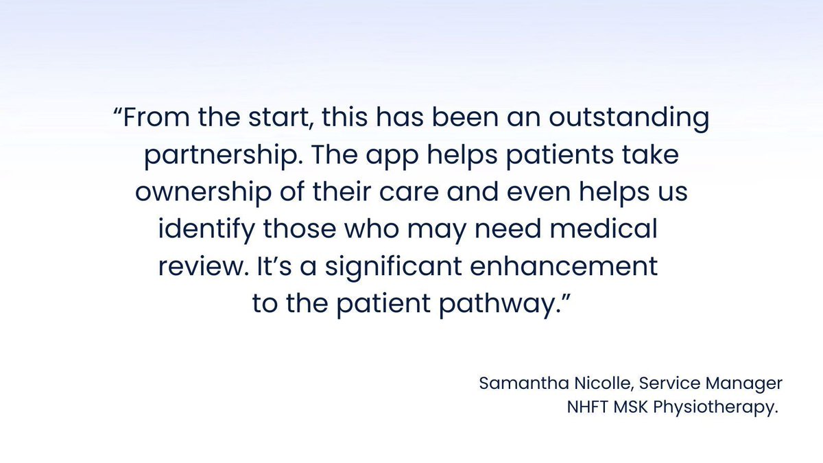 Within just days of launch, nearly 1,000 patients on Northamptonshire Healthcare's #MSK waiting lists  had engaged with the app, reducing pressure on clinical teams and enabling faster, more efficient triage and support. 

#WaitingLists #MSKCare #ClinicalTransformation