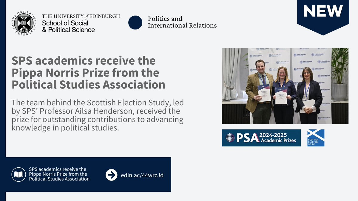 School of Social & Political Science Edinburgh (@uoessps) on Twitter photo News 📣
SPS academics receive the Pippa Norris Prize from the <a href="/PolStudiesAssoc/">Political Studies Association</a>
Read more: edin.ac/44wrzJd News 📣
SPS academics receive the Pippa Norris Prize from the <a href="/PolStudiesAssoc/">Political Studies Association</a>
Read more: edin.ac/44wrzJd