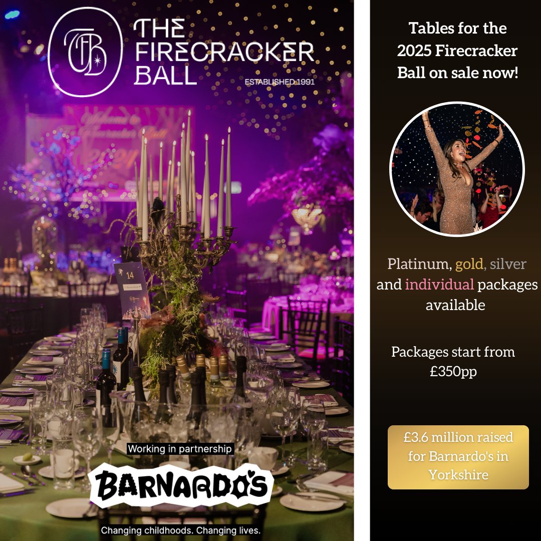 Firecracker Ball (@firecrackerball) on Twitter photo Be part of something special at this year’s Firecracker Ball – an unforgettable evening of entertainment & fundraising in support of <a href="/barnardos/">Barnardo’s</a>.
🎟 Book your tickets now and enjoy:
🍾 Champagne reception
🍴 Canapés, 3-course dinner
🎶 Live entertainment
thefirecrackerball.co.uk/Book Be part of something special at this year’s Firecracker Ball – an unforgettable evening of entertainment & fundraising in support of <a href="/barnardos/">Barnardo’s</a>.
🎟 Book your tickets now and enjoy:
🍾 Champagne reception
🍴 Canapés, 3-course dinner
🎶 Live entertainment
thefirecrackerball.co.uk/Book