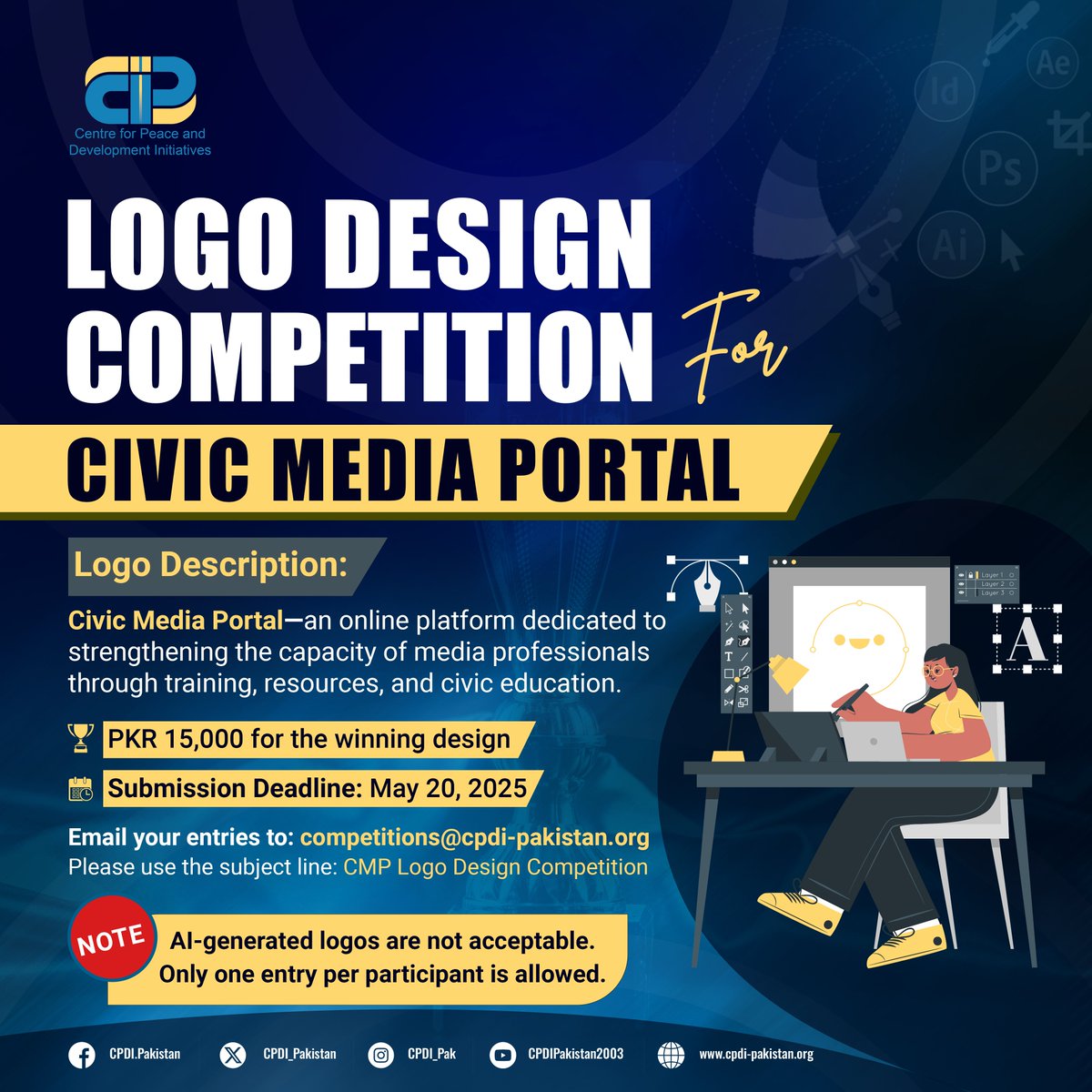 🎨𝗟𝗼𝗴𝗼 𝗗𝗲𝘀𝗶𝗴𝗻 𝗖𝗼𝗺𝗽𝗲𝘁𝗶𝘁𝗶𝗼𝗻 𝗔𝗹𝗲𝗿𝘁!
Are you a creative designer with a passion for civic media? CPDI invites YOU to design the official logo for our upcoming Civic Media Portal—a platform dedicated to building the capacity of media professionals in