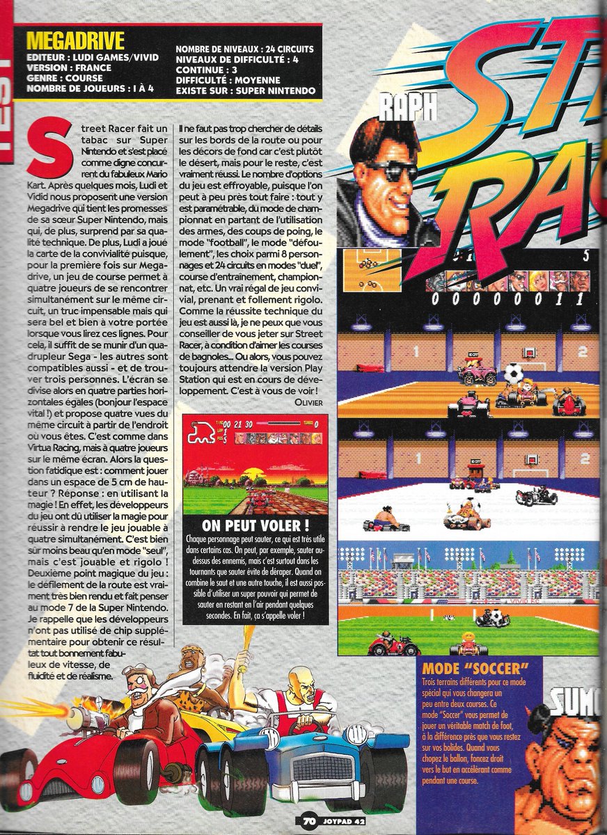 AllmightoFranky's tweet image. #Nostalgeek,on poursuit la lecture du #Joypad 42 de mai 1995 avec la suite des tests! Le test de #StreetRacer sur #Megadrive,et son concours!!#retro #retrogaming #oldschool #80s #90s 1/5