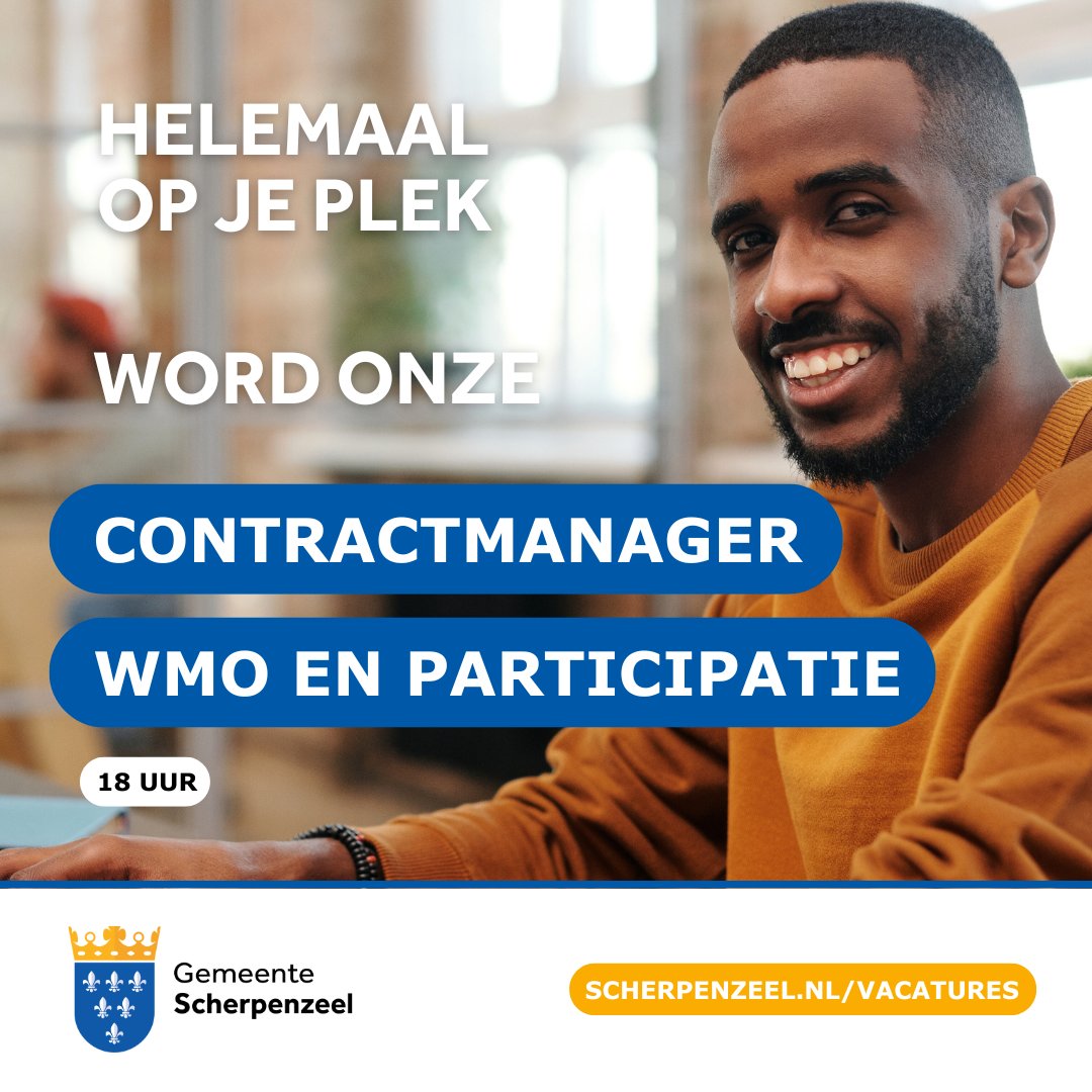 #vacature Wij hebben plek voor een Contractmanager Wmo en Participatie (18 uur, maximaal € 5.313,00 bruto per maand bij een 36-urige werkweek) . 👉 Kijk op scherpenzeel.nl/vacatures en reageer uiterlijk aanstaande vrijdag 16 mei 2025!

#vacature #gemeentebanen #werkenbijdeoverheid