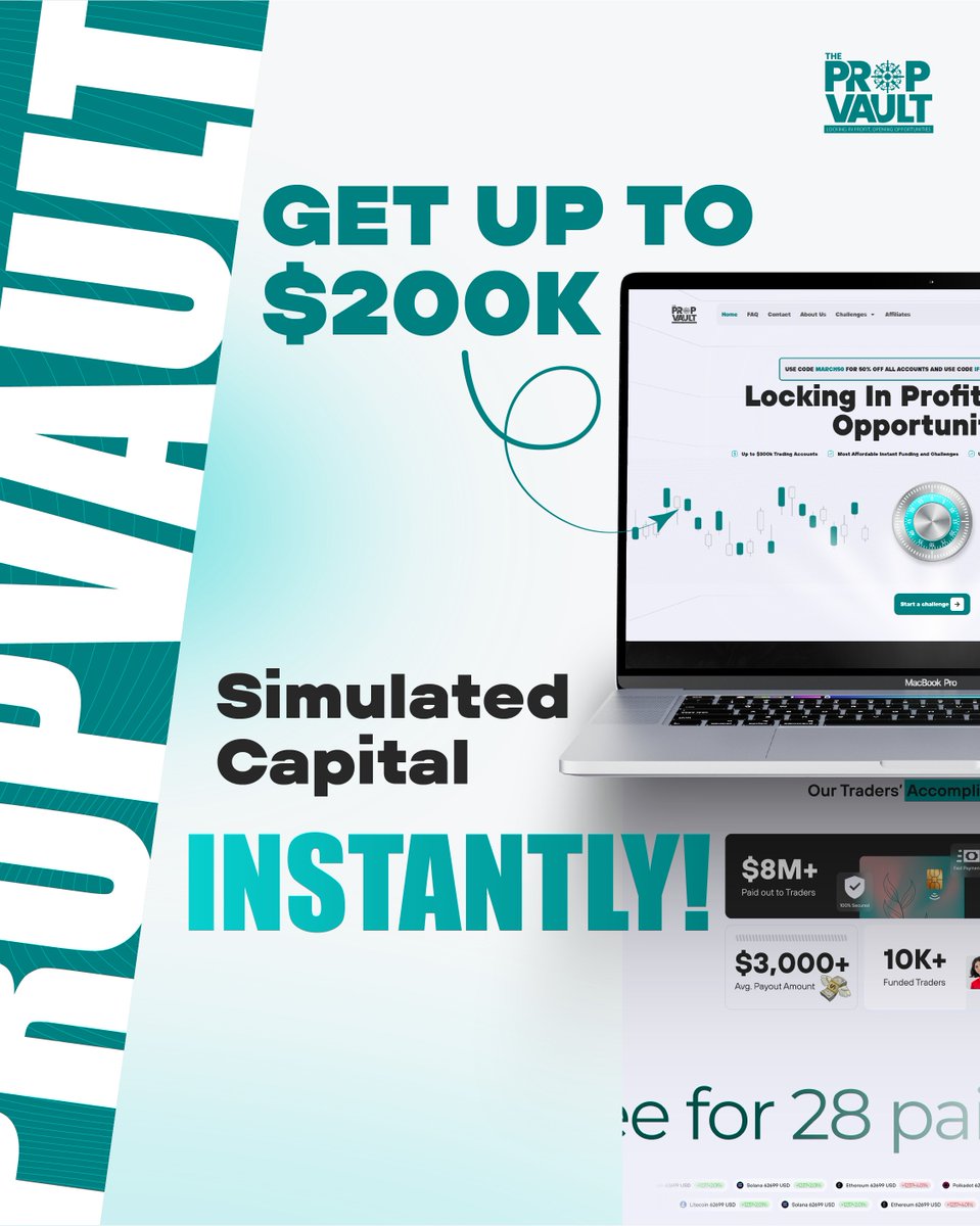 ThePropVault_'s tweet image. 200k accounts have now been added to INSTANT FUNDING.
No challenge phases ❌
Instant live account ✅
Also get yourself a 30% discount with code IF30 👇
thepropvault.com/instant-funded/
#PropFirm #InstantFunding #Trading #Forex #Cryptocurrency