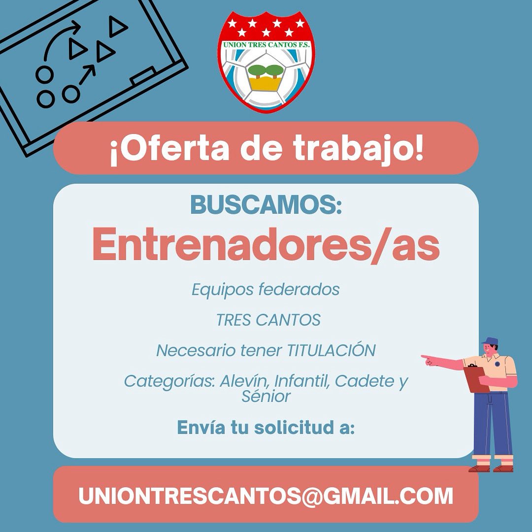 🚨OFERTA DE TRABAJO🚨

📝 El Club no para de crecer y por ello estamos buscando nuevos entrenadores. Personas cualificadas y motivadas para entrenar en nuestra cantera. 

⚠️ Importante tener la titulación necesaria 

📲 Ponte en contacto con nosotros en 627.82.85.96

💜🤍❤️