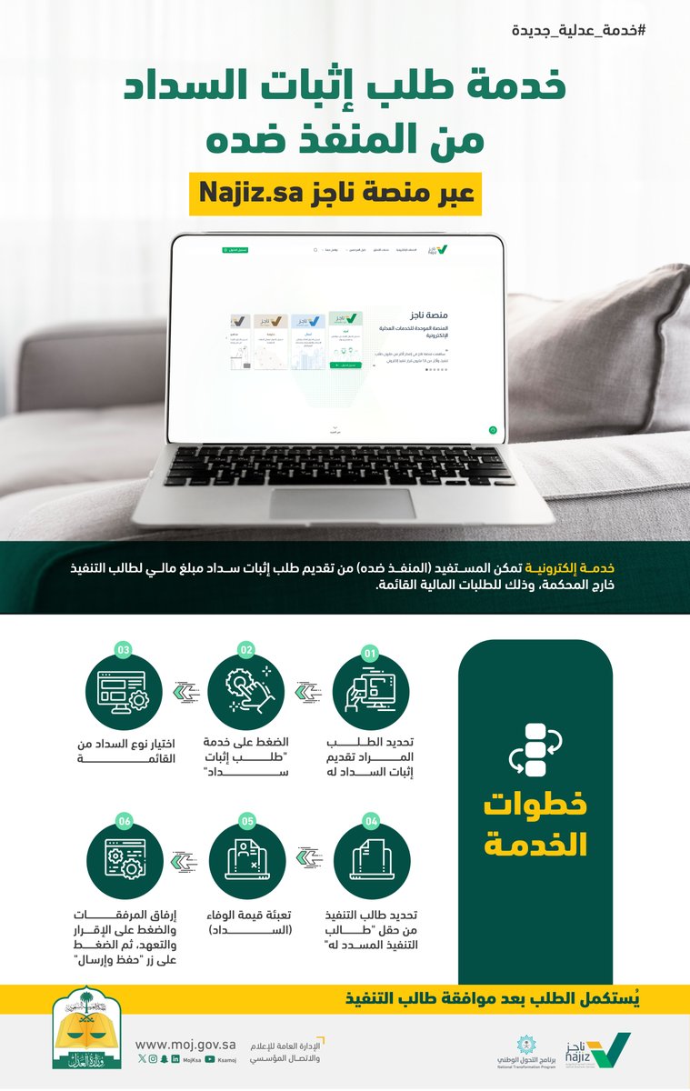 #شرح_خدمة_عدلية |  خدمة طلب إثبات سداد من قبل المنفذ ضده عبر منصة ناجز   
#ناجز_يغنيك