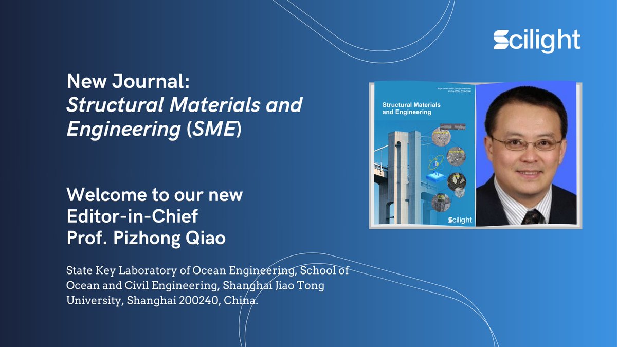 Scilight Science (@scilightpress) on Twitter photo 🚀 Now Launching: Structural Materials and Engineering – a new peer-reviewed journal led by Prof. Pizhong Qiao from Shanghai Jiao Tong University ! <a href="/sjtu1896/">Shanghai Jiao Tong University</a>
🔍 The journal covers breakthroughs in:
Advanced structural materials
Smart and sustainable composites
Durability and 🚀 Now Launching: Structural Materials and Engineering – a new peer-reviewed journal led by Prof. Pizhong Qiao from Shanghai Jiao Tong University ! <a href="/sjtu1896/">Shanghai Jiao Tong University</a>
🔍 The journal covers breakthroughs in:
Advanced structural materials
Smart and sustainable composites
Durability and