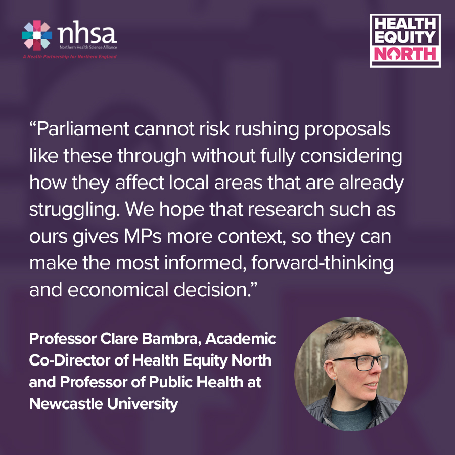 Health Equity North (@_henorth) on Twitter photo Our academic co-director <a href="/ProfBambra/">Professor Clare Bambra</a> of <a href="/UniofNewcastle/">Newcastle University</a> has co-authored our latest report which shows how PIP changes will impact local economies – with the most deprived communities being the worst affected
healthequitynorth.co.uk/red-wall-const… Our academic co-director <a href="/ProfBambra/">Professor Clare Bambra</a> of <a href="/UniofNewcastle/">Newcastle University</a> has co-authored our latest report which shows how PIP changes will impact local economies – with the most deprived communities being the worst affected
healthequitynorth.co.uk/red-wall-const…