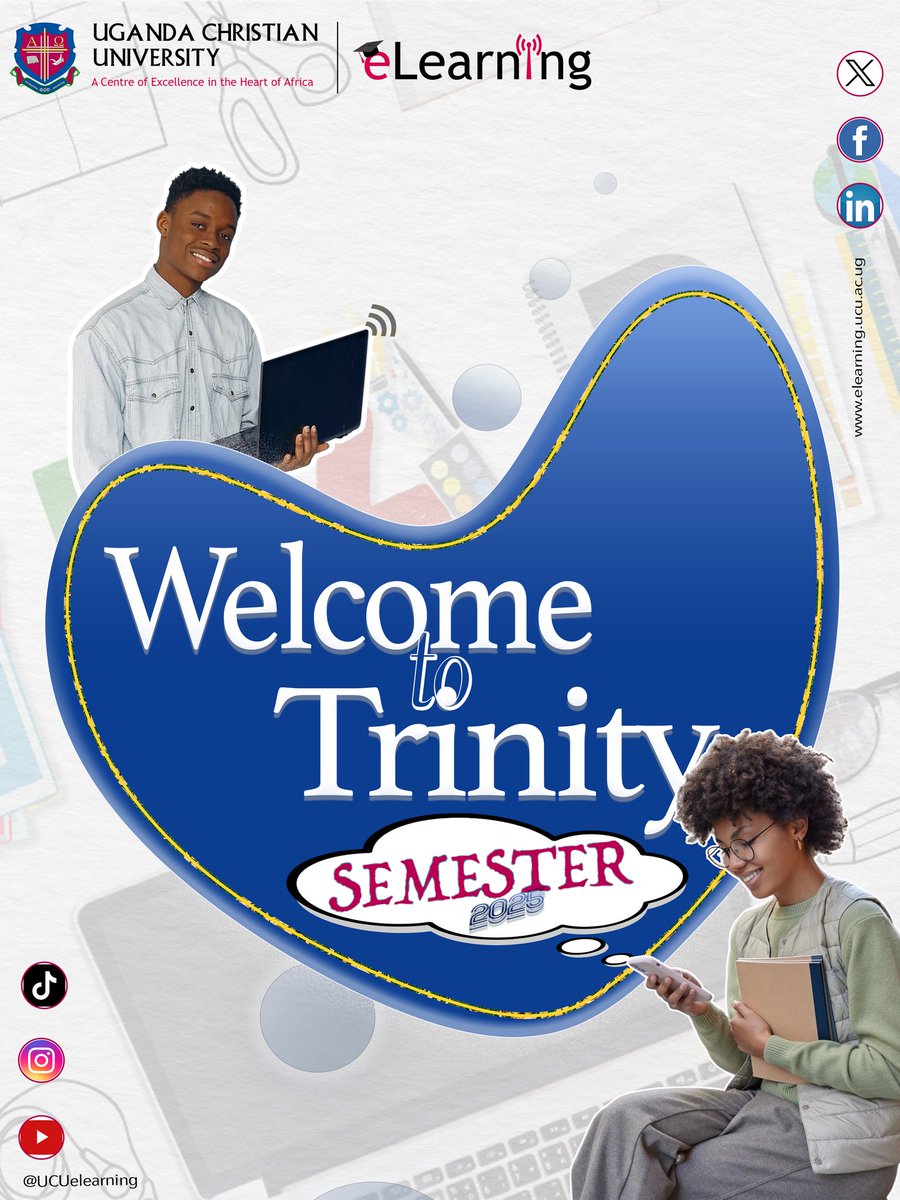 New faces &amp; familiar ones, we're so glad you're here!💯. Let's make this semester unforgettable with academic excellence. Login in, stay connected, and crush your goals!🚀

🌐ucu.ac.ug
📲moodle.ucu.ac.ug

#UCUELearning  #TrinitySemester2025 #DigitalLearning