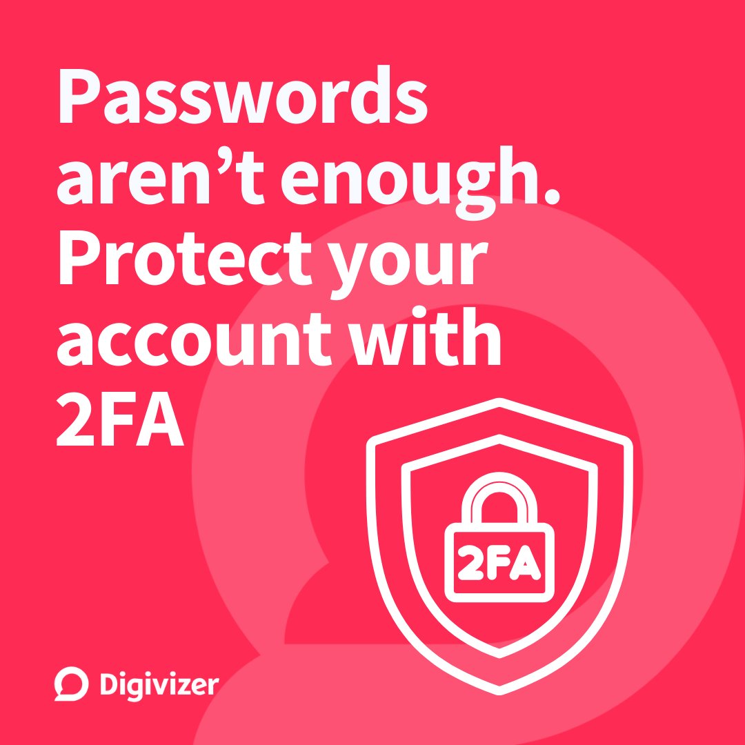 Digivizer's tweet image. Cybersecurity Tip: Turn on 2FA!

✅ Extra layer of protection
✅ Safeguards your data
✅ Takes minutes to set up

Hacking is on the rise. Don&apos;t wait until it’s too late. Be safe. Secure your accounts

#CyberSecurity #OnlineSafety #TwoFactorAuthentication