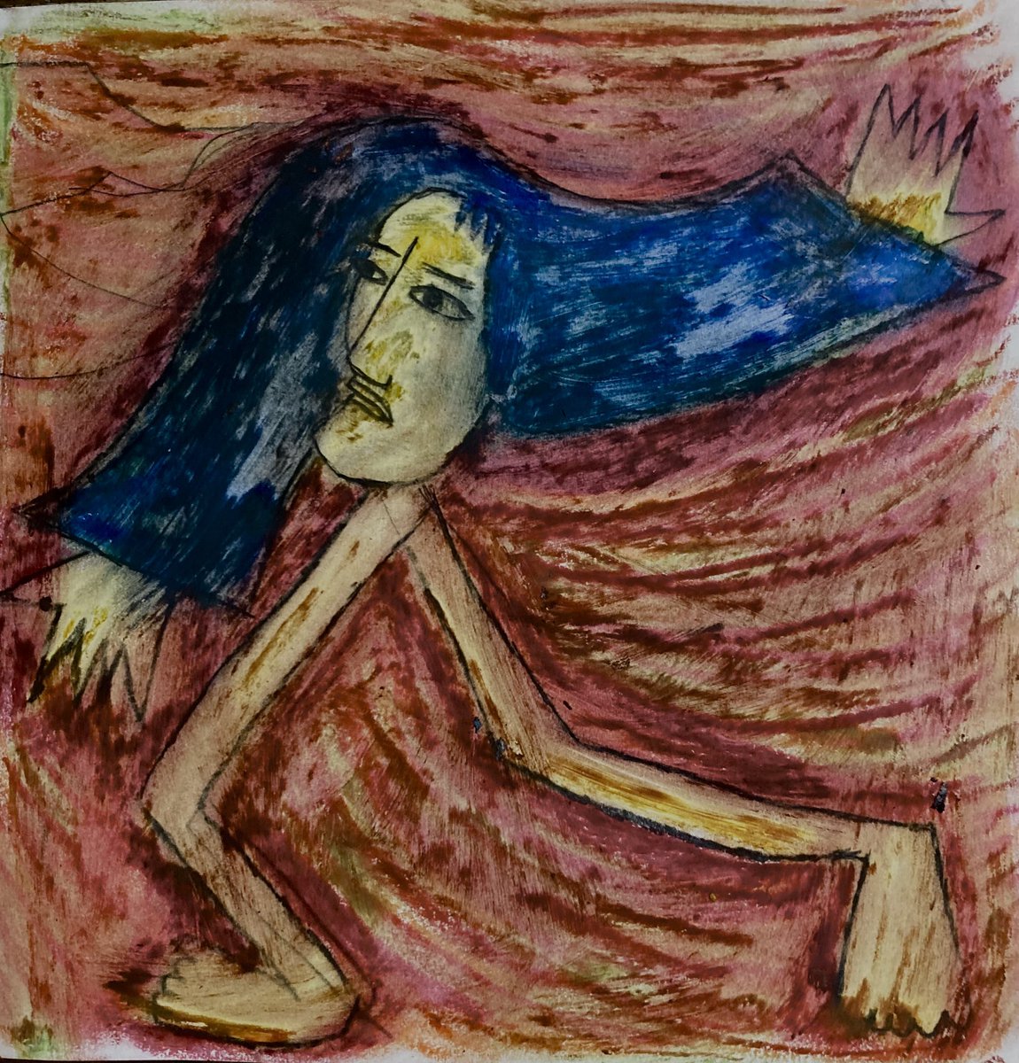 #アート #イラスト #art  #arte #クレヨン画
 #drawing #illustration #oc #アナログ絵

"抗う(resist)"