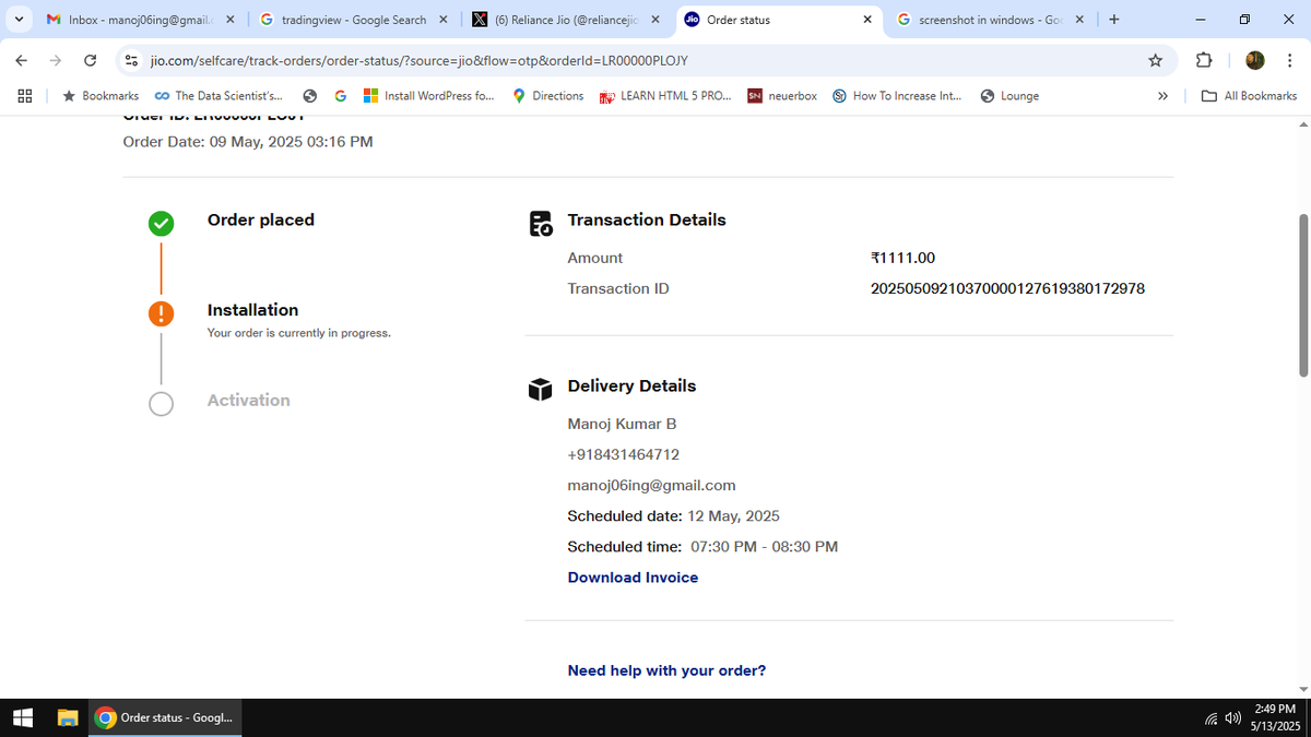 manoj06ing's tweet photo. @reliancejio my relocation installation is  till pending
.pickup of device is done .but installation of new device showing hold after auto rescheduled .
LR00000PLOJY .ENGINEER HAS NOT COME https://t.co/k4XObe2n5c