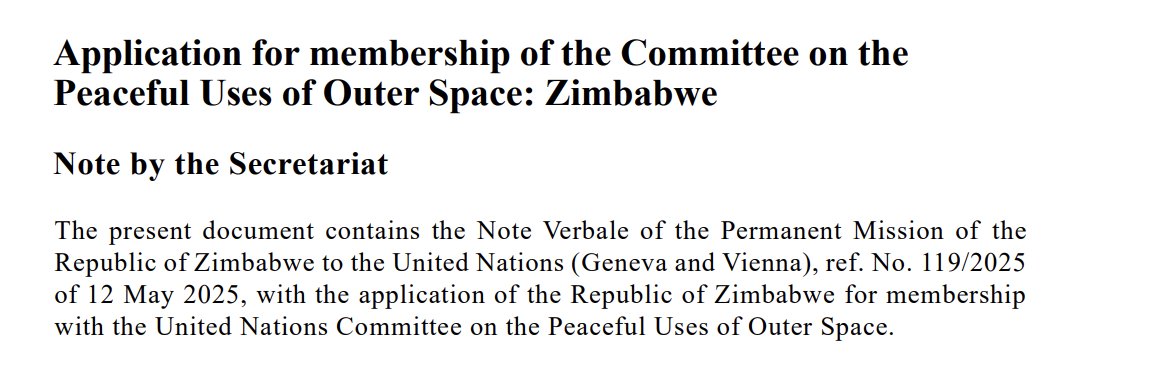 Application from Zimbabwe to join #COPUOS🇺🇳
unoosa.org/oosa/oosadoc/d… 🛰️#UNGA #SpacePolicy #SpaceLaw⚖️
