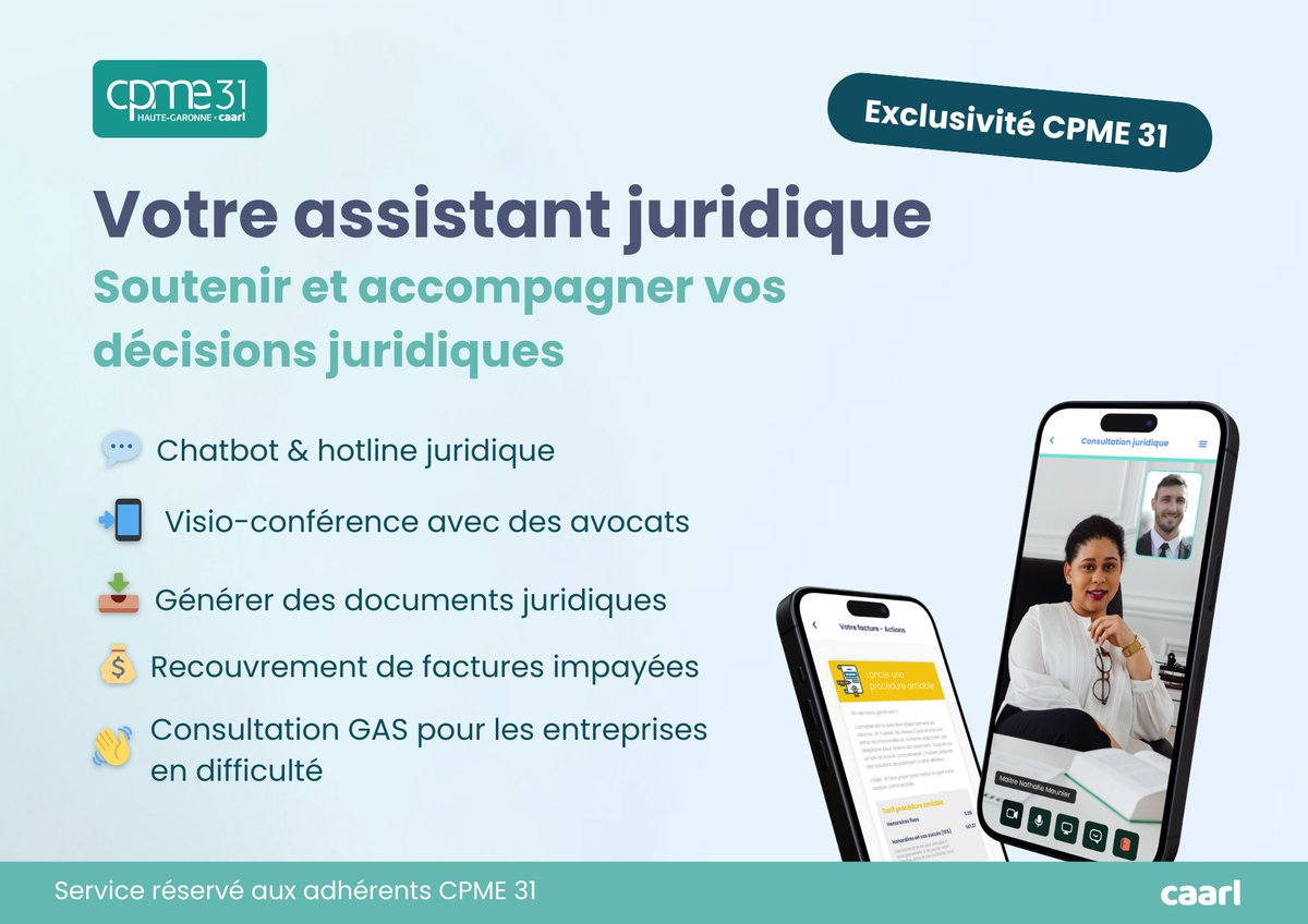 Nouveauté 💥 L’assistant juridique #CPME31

En tant qu’adhérent, vous bénéficiez désormais d’un assistant juridique en ligne, accessible 24h/24, pour vous #soutenir et vous #accompagner dans vos décisions juridiques !  

🔗 bit.ly/assistant-juri…