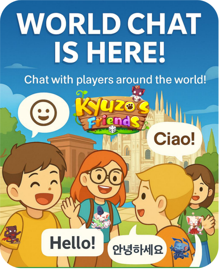 KyuzosFriends's tweet photo. 🌍 Our World Chat feature is now LIVE — complete with real-time translation!
😺Chat with players from around the globe, make new friends, and enjoy the chaos together 
🗺️ Plus, a brand new map has been added: Milan 🇮🇹
Ready to explore?
👉 Play now: [https://t.co/Gi2HgPRYTd]
#KyuzosFriends #WorldChat #GameUpdate #Web3Gaming #game #Monopoly