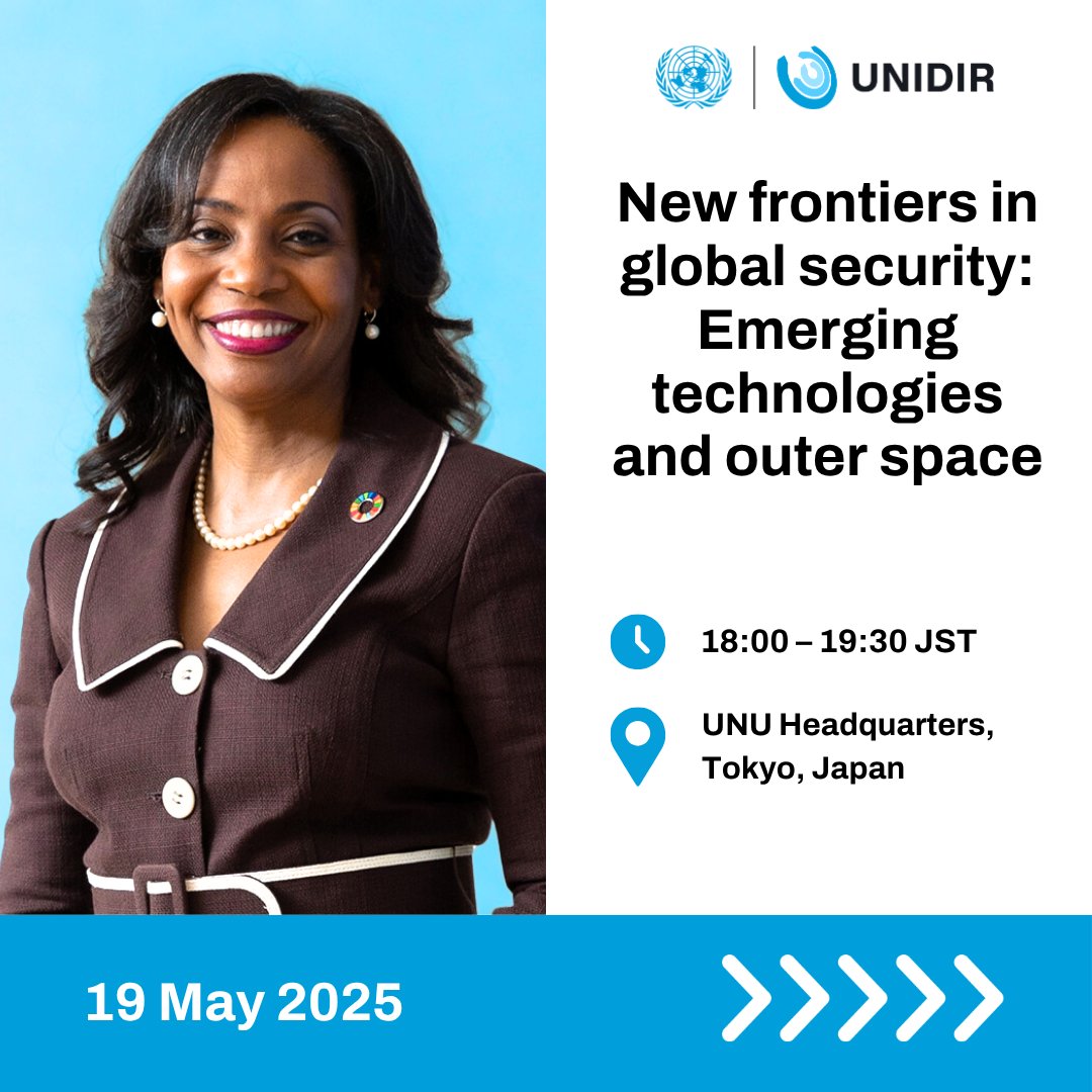 United Nations Institute for Disarmament Research (@unidir) on Twitter photo H.E. Ambassador <a href="/ShornaKayR/">Shorna-Kay Richards</a>, Chair of UNIDIR’s Board of Trustees, will deliver opening remarks at our upcoming event with <a href="/UNUniversity/">UN University</a> on the future of AI, outer space and the role of international cooperation.
🗓️ 19 May, Tokyo
➡️ unidir.org/NewGlobalSec H.E. Ambassador <a href="/ShornaKayR/">Shorna-Kay Richards</a>, Chair of UNIDIR’s Board of Trustees, will deliver opening remarks at our upcoming event with <a href="/UNUniversity/">UN University</a> on the future of AI, outer space and the role of international cooperation.
🗓️ 19 May, Tokyo
➡️ unidir.org/NewGlobalSec