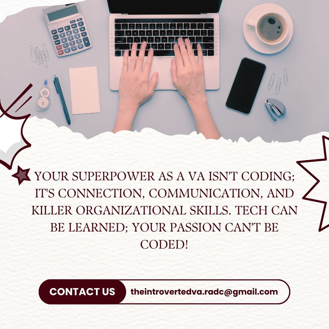 theintrovertva's tweet image. Your superpower as a VA isn&apos;t coding; it&apos;s connection, communication, and killer organizational skills. Tech can be learned; your passion can&apos;t be coded! 

#ClearCommunication #EfficientVA #IntrovertBusiness