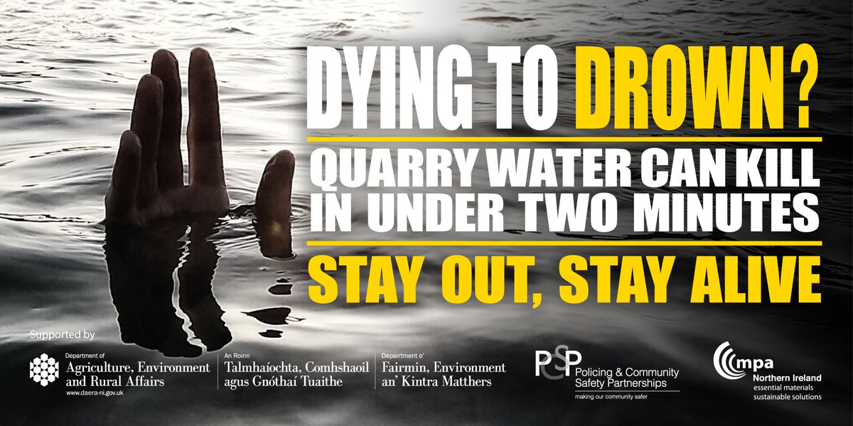 DAERA (@daera_ni) on Twitter photo ⚠️It's a sunny day please remember the dangers of swimming in quarry water. Don’t be dying to drown. Stay out, stay alive!
🔗More info: nidirect.gov.uk/articles/stayi…
<a href="/nidirect/">nidirect</a>
<a href="/deptinfra/">Department for Infrastructure</a>
<a href="/niwnews/">Northern Ireland Water</a>
<a href="/mea_bc/">Mid and East Antrim Borough Council</a>
<a href="/belfastcc/">Belfast City Council</a>
<a href="/NIFRSOFFICIAL/">Northern Ireland Fire & Rescue Service</a>
<a href="/PoliceServiceNI/">Police Service NI</a>
<a href="/PCSP_S/">PCSP</a>
<a href="/publichealthni/">Public Health Agency</a>
<a href="/MPANIreland/">MPANI</a> ⚠️It's a sunny day please remember the dangers of swimming in quarry water. Don’t be dying to drown. Stay out, stay alive!
🔗More info: nidirect.gov.uk/articles/stayi…
<a href="/nidirect/">nidirect</a>
<a href="/deptinfra/">Department for Infrastructure</a>
<a href="/niwnews/">Northern Ireland Water</a>
<a href="/mea_bc/">Mid and East Antrim Borough Council</a>
<a href="/belfastcc/">Belfast City Council</a>
<a href="/NIFRSOFFICIAL/">Northern Ireland Fire & Rescue Service</a>
<a href="/PoliceServiceNI/">Police Service NI</a>
<a href="/PCSP_S/">PCSP</a>
<a href="/publichealthni/">Public Health Agency</a>
<a href="/MPANIreland/">MPANI</a>