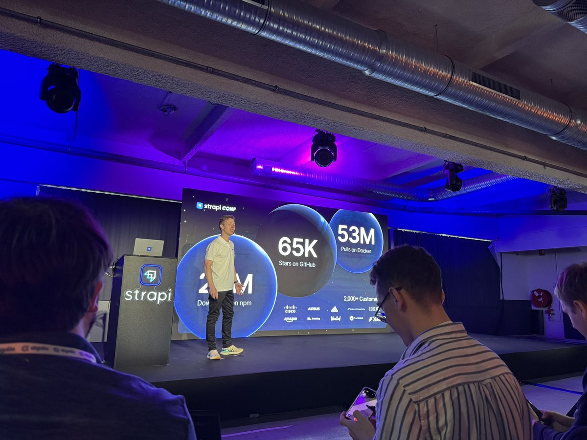 A lot of great announcements from the Strapi team at #StrapiConf:
- Live Preview
- Strapi AI
- Free Cloud Plan
- Cloudinary, Shopify &amp; eCommerce integrations
- AWS Marketplace
- On the Fly Relations
- HomePage Widget API