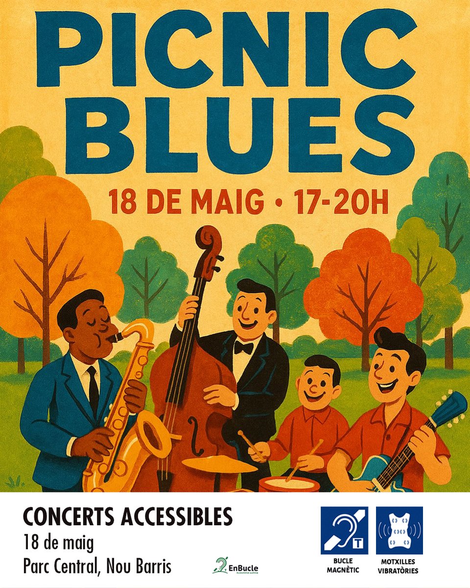 Aquest diumenge 18 de maig a partir de les 17 h vine a gaudir d'una tarda de Blues dins la Festa Major de Nou Barris, al Parc Central, els concerts seran accessibles amb motxilles vibratòries i bucle magnètic. #culturaaccessible #musicaaccessible #noubarris #blues