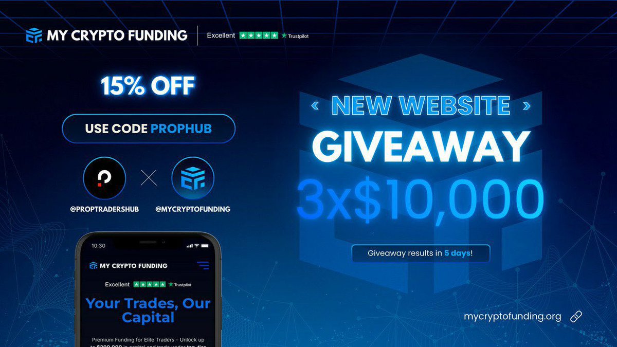 Prop traders hub (@proptradershub) on Twitter photo 3x$10k giveaway courtesy of <a href="/MyCryptoFunding/">My Crypto Funding</a> 🔥
To enter:
- Follow <a href="/MyCryptoFunding/">My Crypto Funding</a> and <a href="/proptradershub/">Prop traders hub</a>
- Like, retweet and tag 3 friends
- Join our Discord (link in bio) and post screenshot for proof 🫡
Also get 15% off with code: PROPHUB
Winners selected in 5 days, good 3x$10k giveaway courtesy of <a href="/MyCryptoFunding/">My Crypto Funding</a> 🔥
To enter:
- Follow <a href="/MyCryptoFunding/">My Crypto Funding</a> and <a href="/proptradershub/">Prop traders hub</a>
- Like, retweet and tag 3 friends
- Join our Discord (link in bio) and post screenshot for proof 🫡
Also get 15% off with code: PROPHUB
Winners selected in 5 days, good