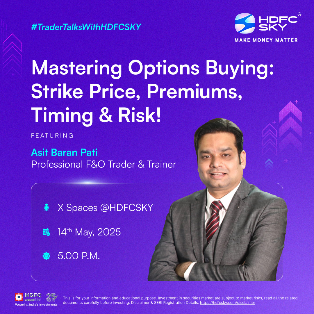 🎯 Losing money on Options?
Maybe you're missing the basics — and this X Spaces is here to fix that!
Join #TraderTalksWithHDFCSKY as expert <a href="/asitbaran/">Asit Baran Pati 🇮🇳</a>  and hosts <a href="/Supra_traders/">Sonali Palande</a> &amp; <a href="/petercutinho/">Peter Cutinho</a> break down:
✅ Strike Price Strategy
✅ Premium Pricing
✅ Timing Your Trades
✅ Risk