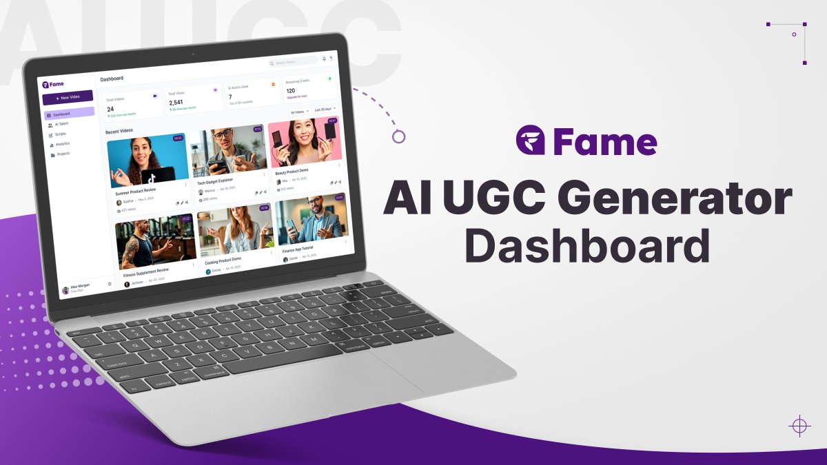 #FameAI's AI UGC Generator: Dashboard 🚀

Before writing your pitch in the Script Editor, visit the Dashboard to easily monitor videos, views, usage, and credits.

Powered by Fame Engine LLM ⚙️

#AIUGC #MakeUGC #FameEngine