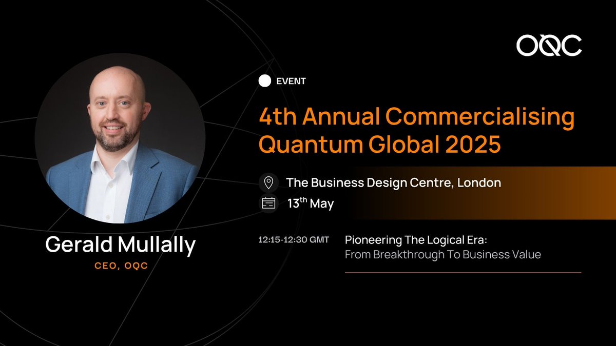 OQC (@oqc_tech) on Twitter photo Don’t miss our CEO Gerald Mullally onstage today at 12:15 GMT at the <a href="/economistimpact/">Economist Impact</a>’s 4th Annual Commercialising Quantum Global 2025!📍 Find us onsite at Stand 2 after the session to discuss the exciting future of #quantumcompute with our team. #EconomistEvent #QuantumFuture Don’t miss our CEO Gerald Mullally onstage today at 12:15 GMT at the <a href="/economistimpact/">Economist Impact</a>’s 4th Annual Commercialising Quantum Global 2025!📍 Find us onsite at Stand 2 after the session to discuss the exciting future of #quantumcompute with our team. #EconomistEvent #QuantumFuture