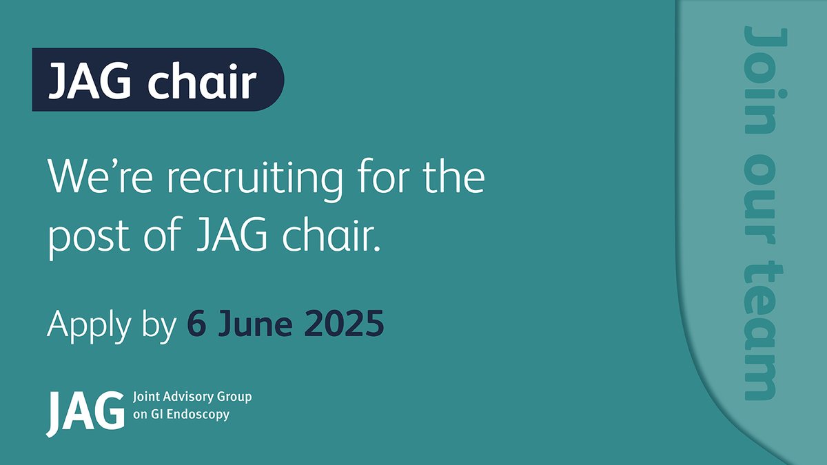 There are 2 days left to apply to be the next JAG chair! #JAG

Make sure to submit your application by 6 June 2025

For more information about this exciting opportunity, please visit: rcp.current-vacancies.com/Jobs/Advert/38…