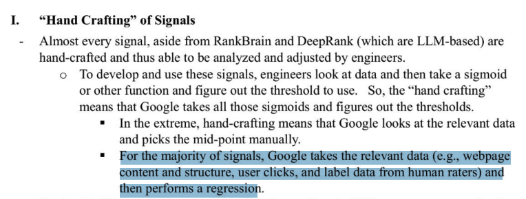 Google has been telling us we don't use raters directly for ranking signals meanwhile HJ Kim says in performing regression for majority of signals label data from human raters is used.