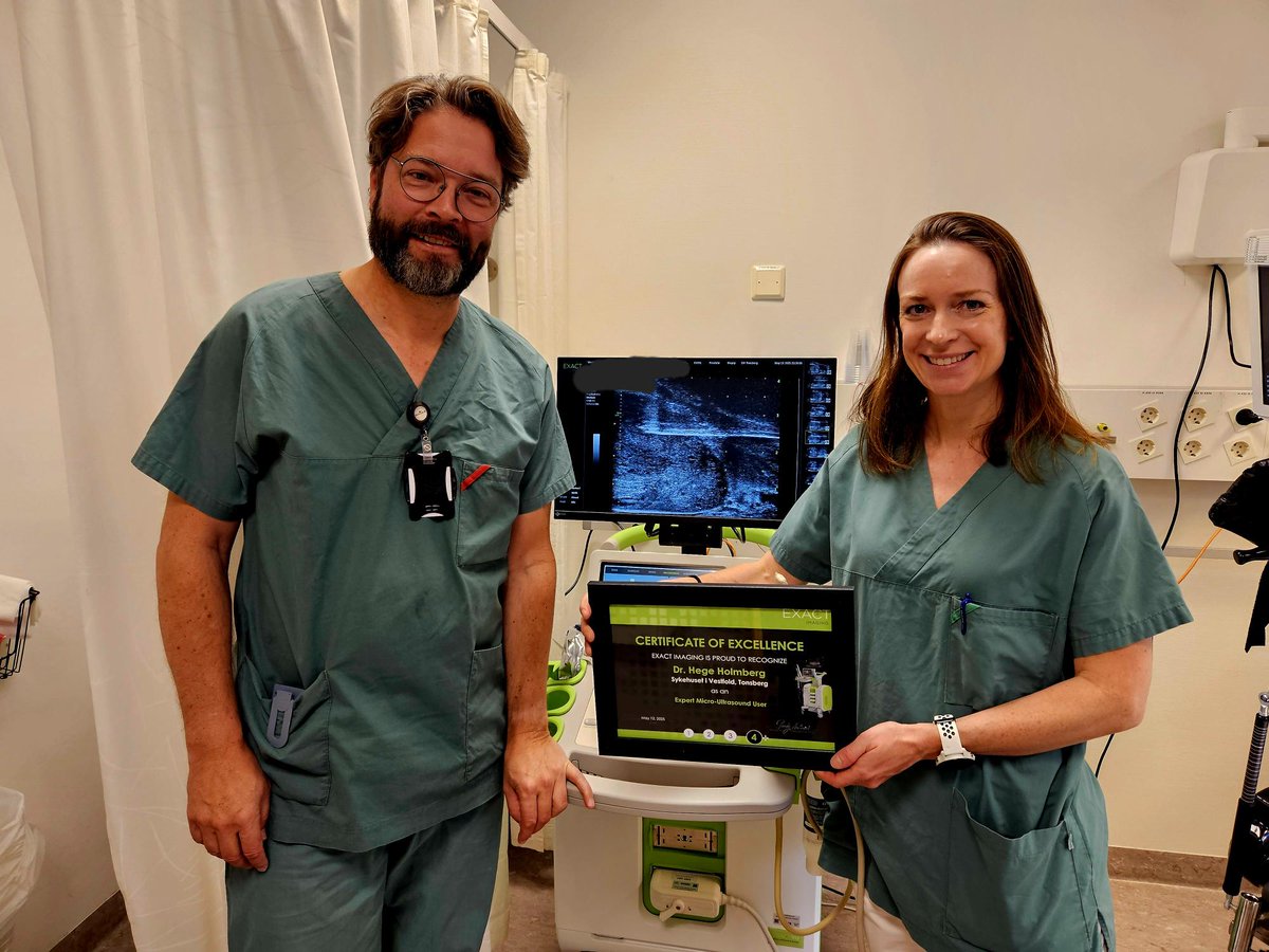 Exact Imaging (@exactimaging) on Twitter photo Congratulations to <a href="/HegeHolmberg/">Hege Holmberg</a> and Dr. PK Støbakk of Sykehuset I Vestfold in #Norway on achieving #Expert Level status with #microultrasound
#prostatecancerdiagnosis #seecharacterizetarget #OPTIMUMTrial #Urology <a href="/SLoffeler/">Sven Löffeler</a> Congratulations to <a href="/HegeHolmberg/">Hege Holmberg</a> and Dr. PK Støbakk of Sykehuset I Vestfold in #Norway on achieving #Expert Level status with #microultrasound
#prostatecancerdiagnosis #seecharacterizetarget #OPTIMUMTrial #Urology <a href="/SLoffeler/">Sven Löffeler</a>