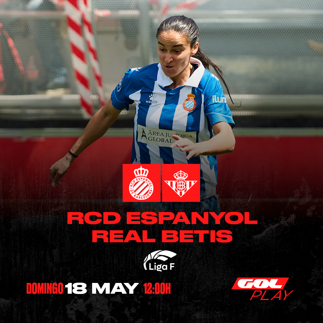 🫡 ¡Disfruta la última jornada de <a href="/LigaF_oficial/">Liga F</a> en GOL PLAY!

📆 Domingo
⌚️ 12:00h
⚔️ <a href="/RCDEspanyol/">RCD Espanyol de Barcelona</a> 🆚 <a href="/RealBetisFem/">Real Betis Féminas</a>
🗣️ <a href="/ivanfanlo/">Ivan Fanlo</a> y <a href="/albertartasona/">albert artasona</a> 
📺💻📱 GOL PLAY y <a href="/Gol_Stadium/">GolStadium</a>

#LigaFenGol
