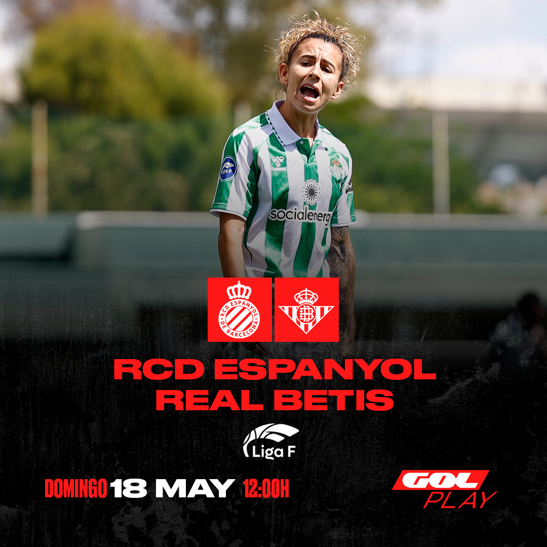 🔚 ¡Cerramos la temporada de <a href="/LigaF_oficial/">Liga F</a>!

📆 Domingo
⌚️ 12:00h
⚔️ <a href="/RCDEspanyol/">RCD Espanyol de Barcelona</a> 🆚 <a href="/RealBetisFem/">Real Betis Féminas</a>
🗣️ <a href="/ivanfanlo/">Ivan Fanlo</a> y <a href="/albertartasona/">albert artasona</a>
📺💻📱 GOL PLAY y <a href="/Gol_Stadium/">GolStadium</a>

#LigaFenGol