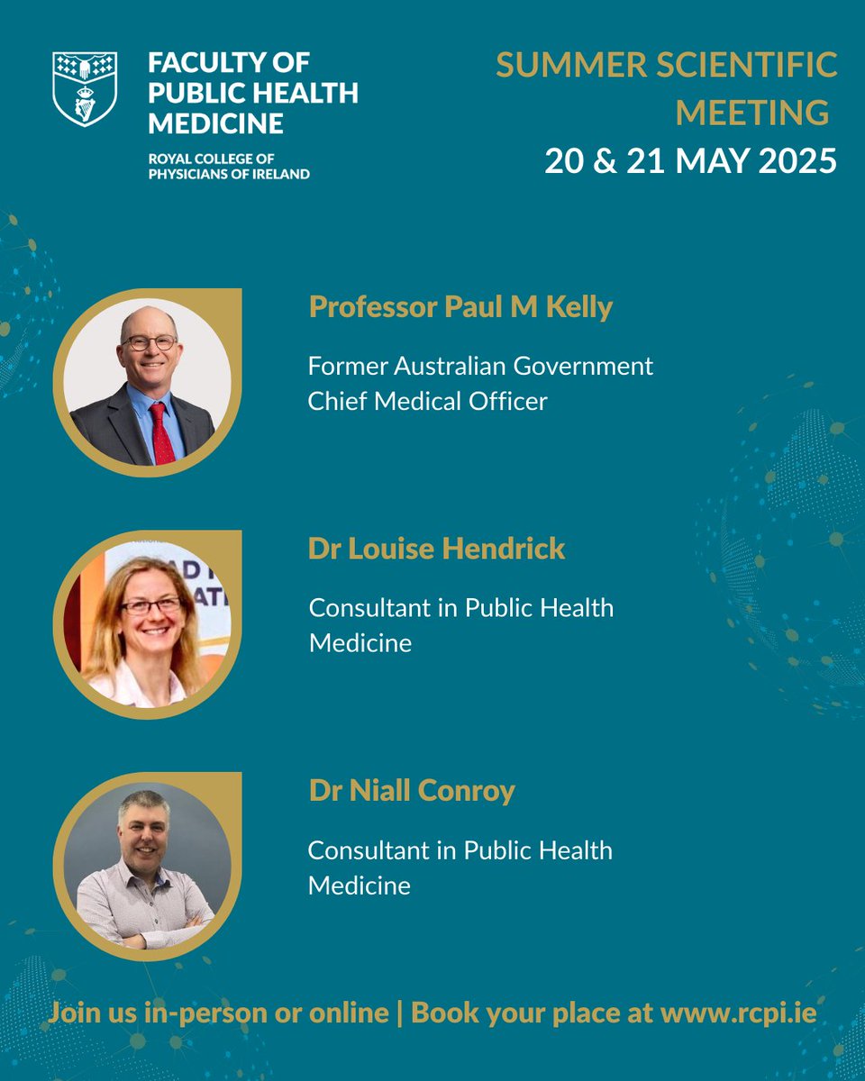 ⌛️Only one week to go until the RCPI Faculty of Public Health Medicine Summer Scientific Meeting. We invite you to join us in person or online as our expert panel of speakers explore the future of public health.

🔗Register your place: web-eur.cvent.com/event/2b49553f…