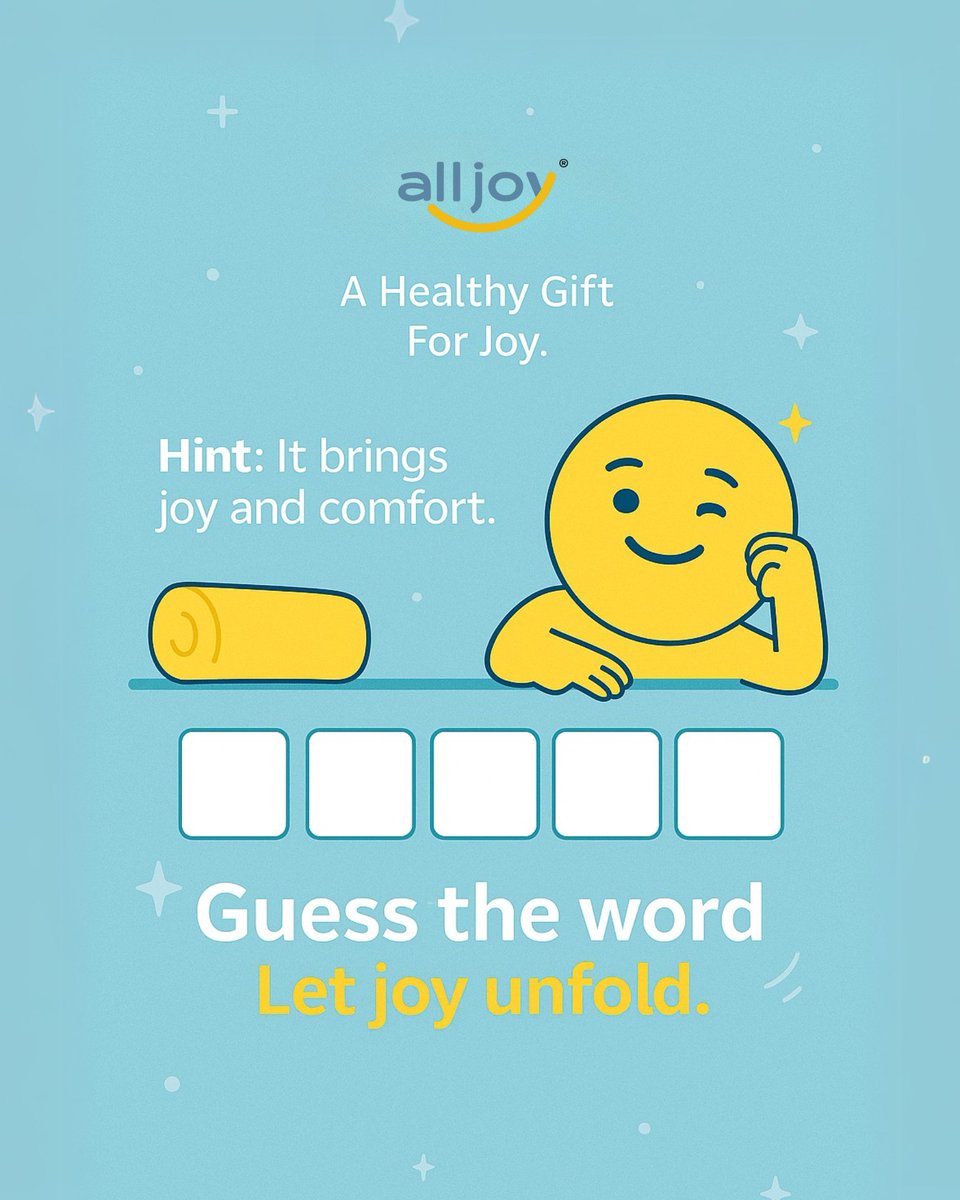 alljoy_official's tweet photo. 🤔Guess the word, win a smile!
Swipe away the stress and let the comfort unroll... 👀
Hint’s right there 👉 “It brings joy and comfort.” 😌🔅
Can you crack the 5-letter code?
👇Drop your answer in the comments!
#Alljoy #UnfoldChallenge #wordchallenge #GuessTheWord #feelthejoy https://t.co/z0YrCCo0ow
